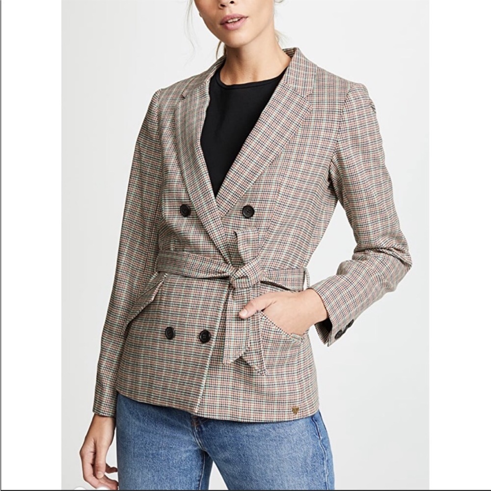 NEW Scotch & Soda Size Large Houndstooth Double Breasted Blazer